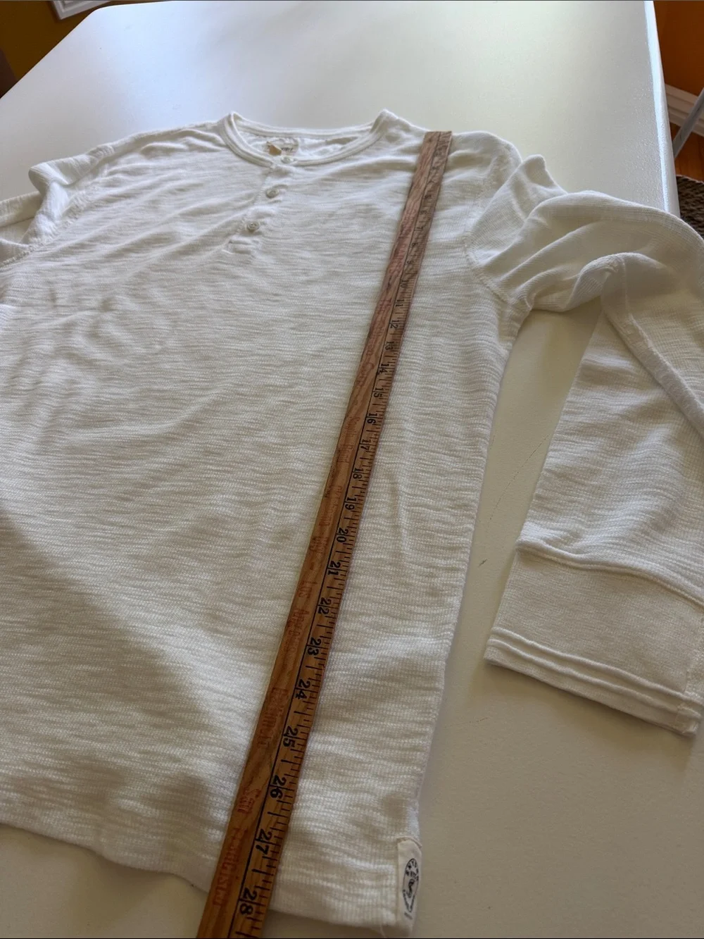 Todd Snyder Antique White Lightweight Mini Waffle Henley Sz XL. Box2 - Picture 7 of 8